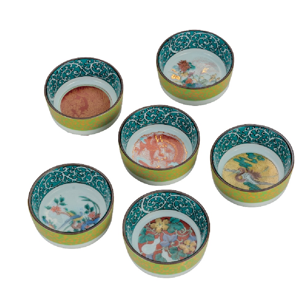 日本の伝統工芸品【九谷焼】組盃 時代絵（6客入）