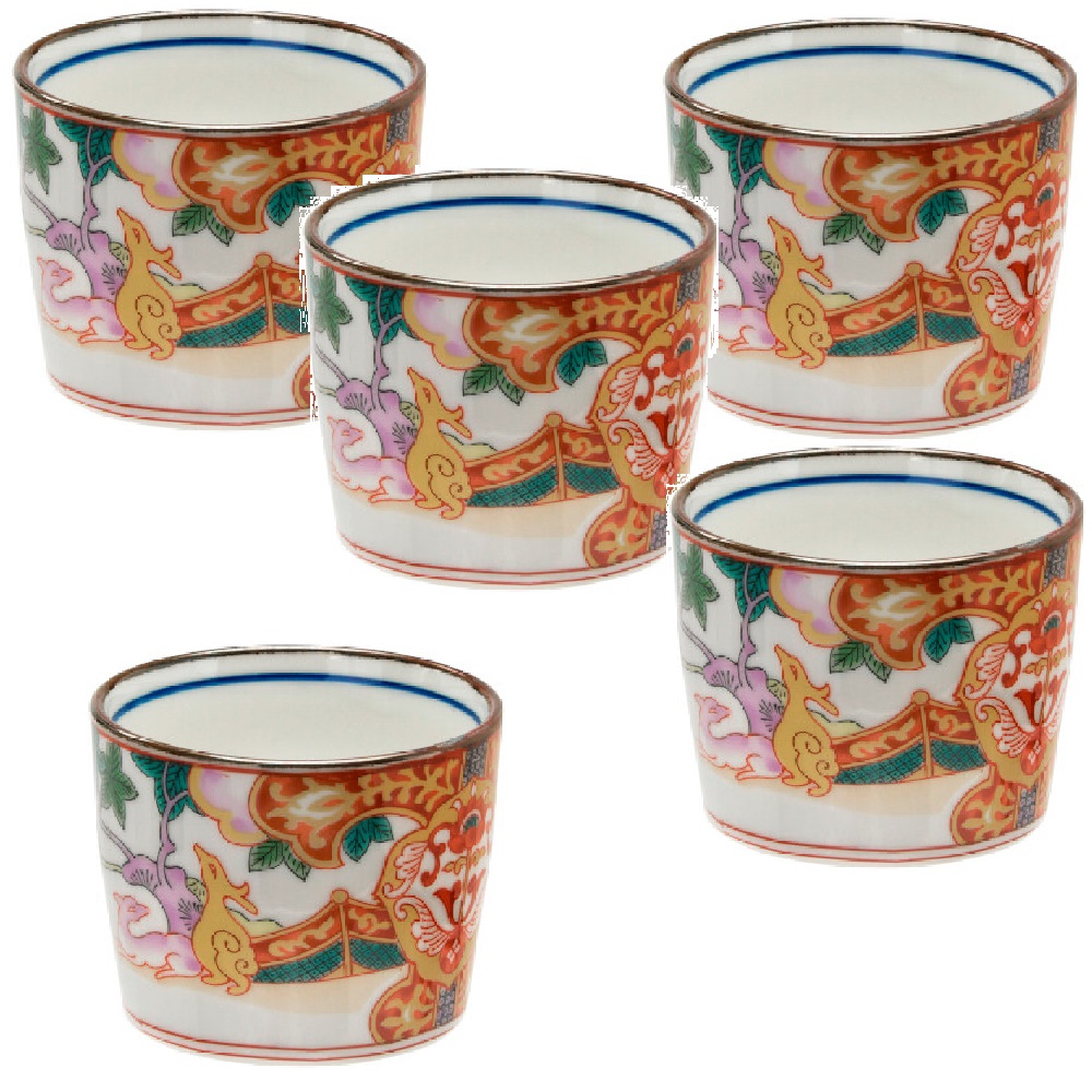 美濃焼 吉祥鹿絵 目の前猪口（5客組）230ml