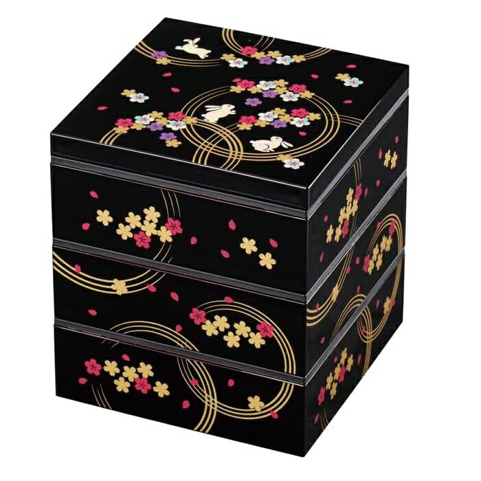 楽天市場】【津軽塗 唐塗】 三段角重4寸静寂青 【IO-006】【送料無料