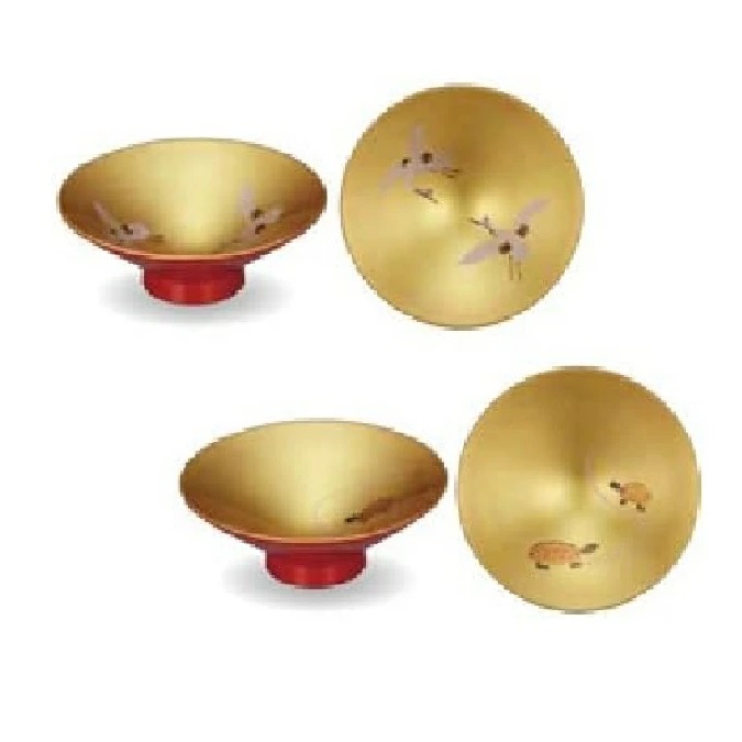 楽天市場】金地 1.8 小盃 2P 鶴亀(手描) 2客 セット 酒器 天然木製 漆+