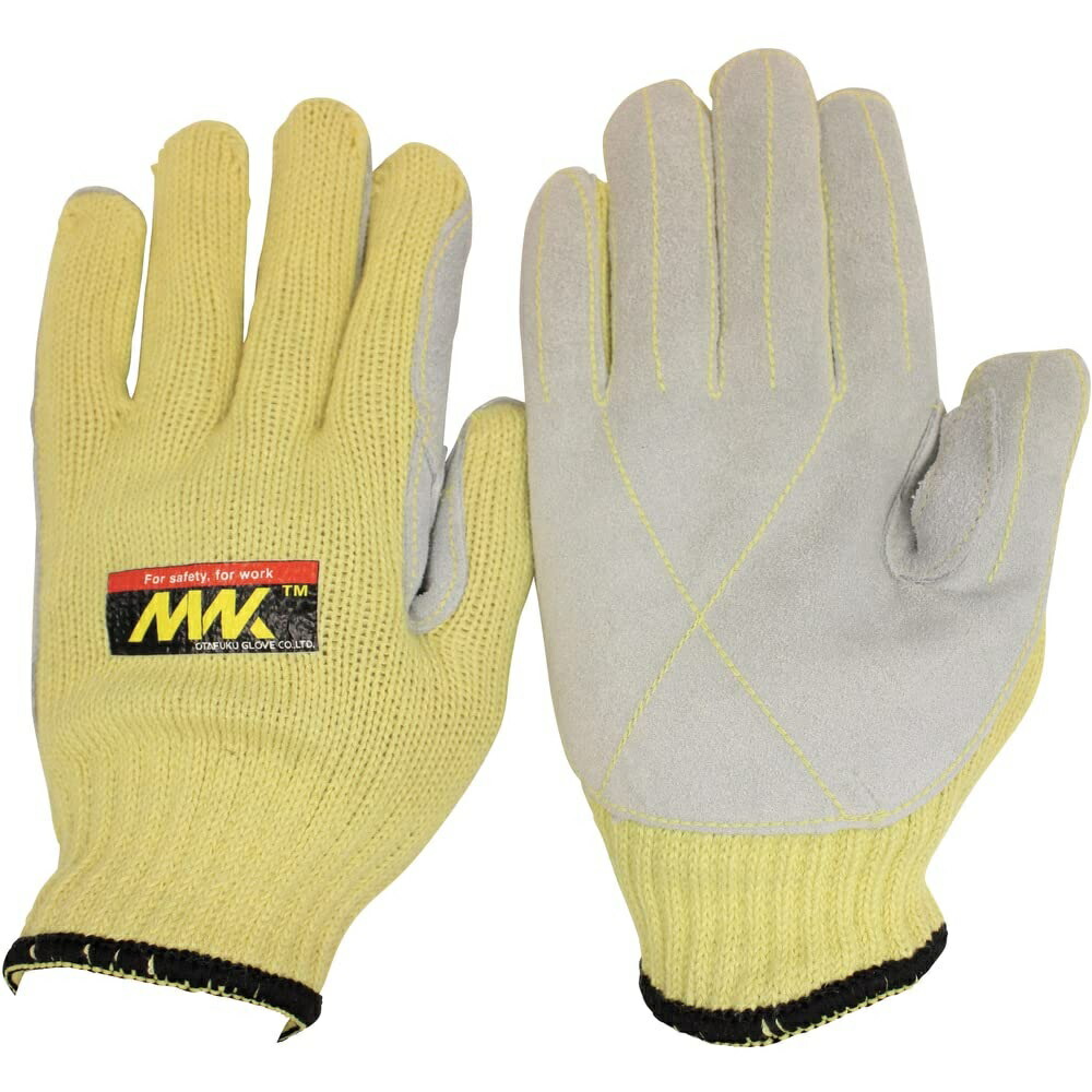 おたふく手袋 耐切創手袋 アラミド 7G 牛革貼り MWK-916 サイズ L/5双セット販売｜虹八-Kohya-