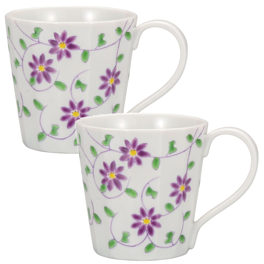 日本の言い慣わし芸術品【九谷焼】コップ 花唐草文（2客組）