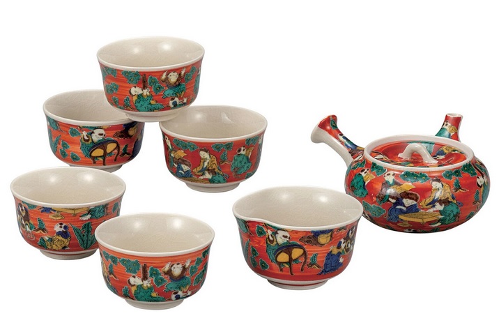 日本の伝統工芸品【九谷焼】煎茶器 木米