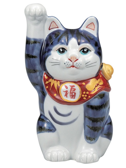 日本の言い慣わし作物品【九谷焼】4号招き猫 紫釉彩