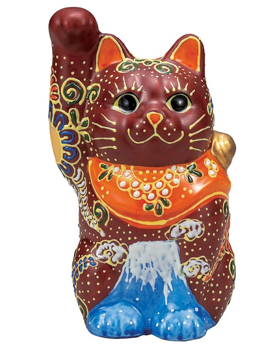 日本の伝統工芸品【九谷焼】4号招き猫 富士