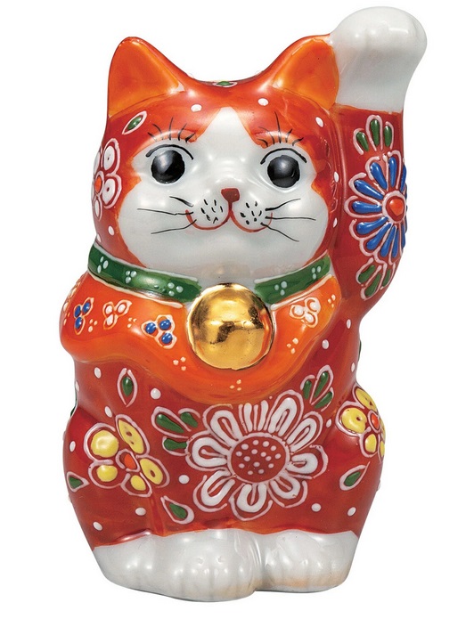 日本の伝統工芸品【九谷焼】3.3号招き猫 赤盛