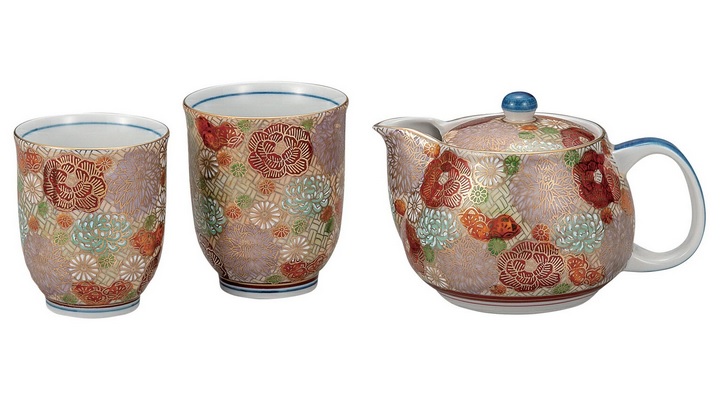 日本の伝統工芸品【九谷焼】くつろぎ揃 花詰 網付|虹八-Kohya-