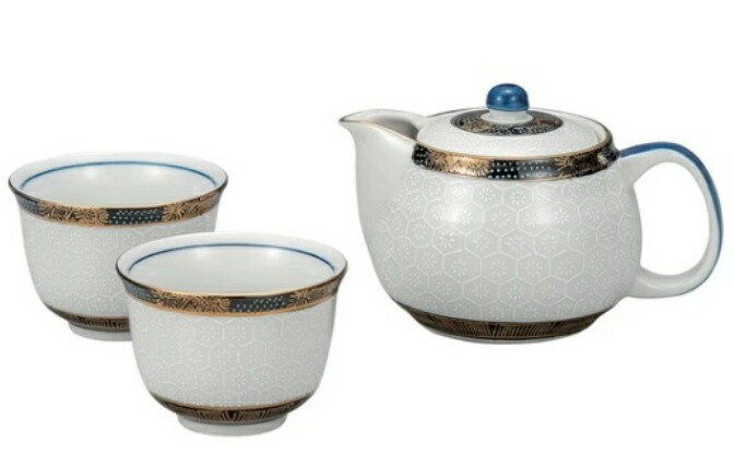 日本の伝統工芸品【九谷焼】茶器 亀甲文 網付