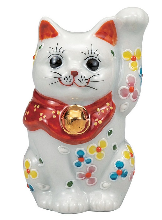日本の伝統工芸品【九谷焼】2.8号招き猫 小花