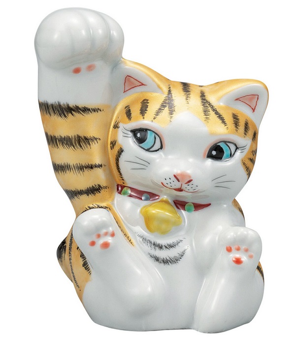 日本の伝統工芸品【九谷焼】4.5号招き猫 金彩