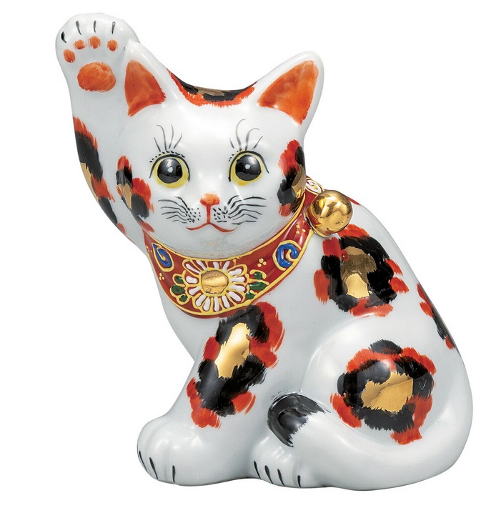 日本の伝統工芸品【九谷焼】 5.5号招き猫 金三毛