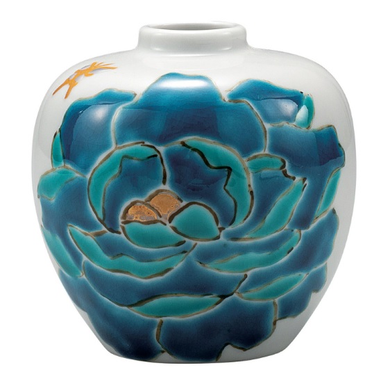 日本の言い慣わし芸術品【九谷焼】3号一輪生 青名取り草 佐藤剛志