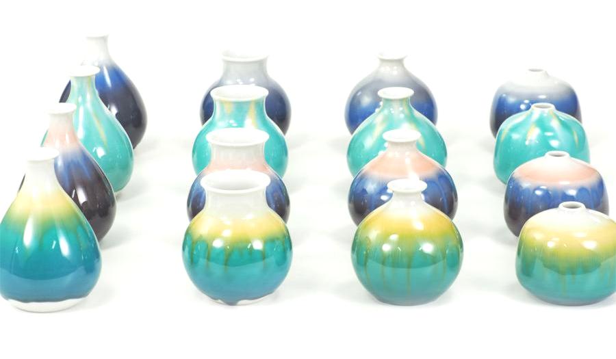 日本の伝統工芸品【九谷焼名工作品】四代徳田八十吉 小花入れ/花瓶/花生/一輪差し 口広（瑞穂・猩々）口細（瑞穂・猩々）丸（瑞穂・猩々）