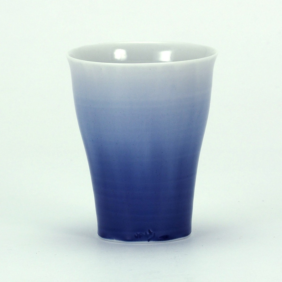 日本の言い慣わし芸術品【九谷焼細工師細工物】四代徳田八十吉 無償性優勝杯/タンプラー 彩釉青/龍王