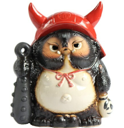 楽天市場】福鬼喜門狸赤兜 置物 陶器 信楽焼 たぬき 和風 かわいい