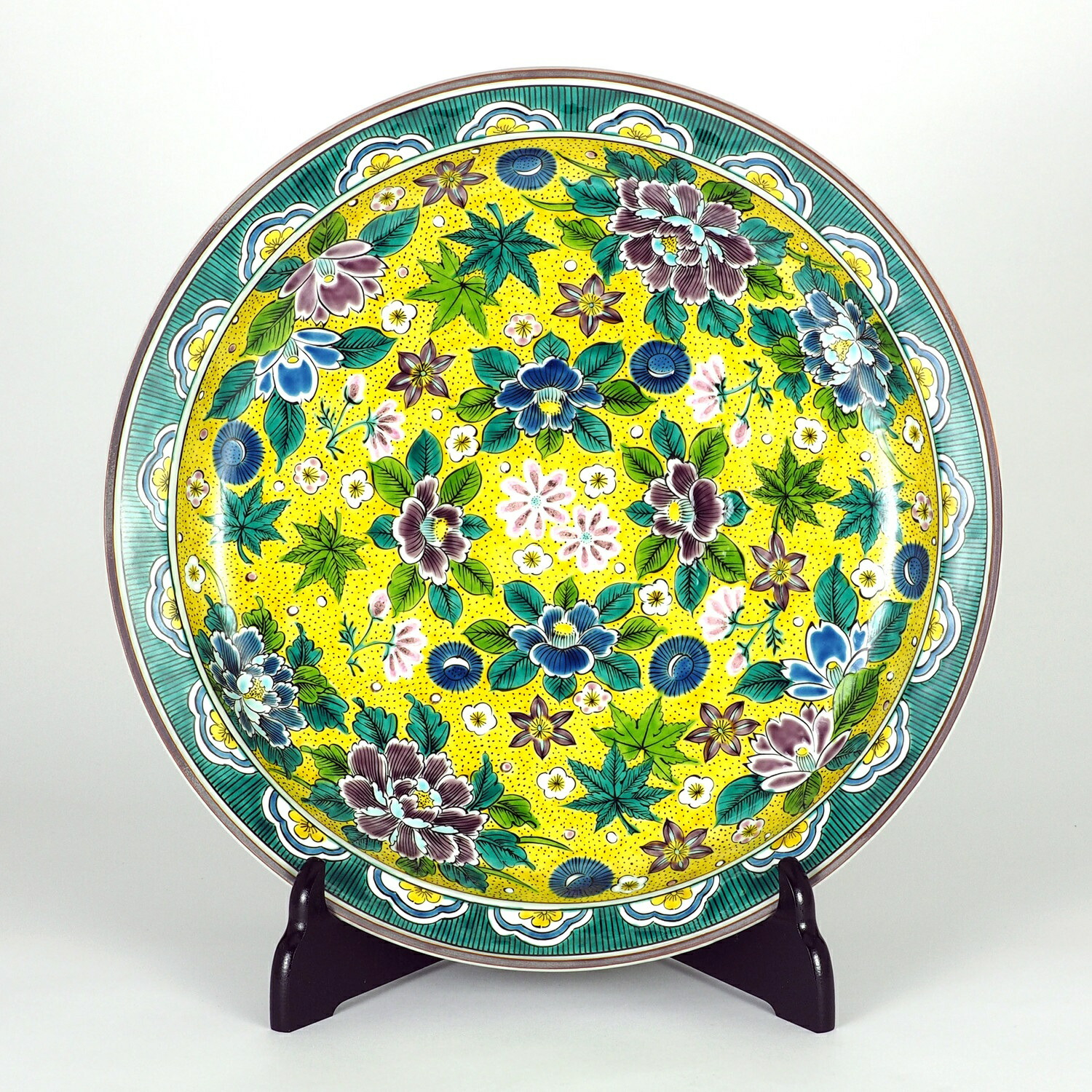 九谷焼 越田基一 正月皿 祝い皿 唐人物 図飾 皿 共箱 / 飾り皿 九谷焼 越田基一 正月皿 祝い皿 唐人物 図飾 皿 共箱 / 飾り