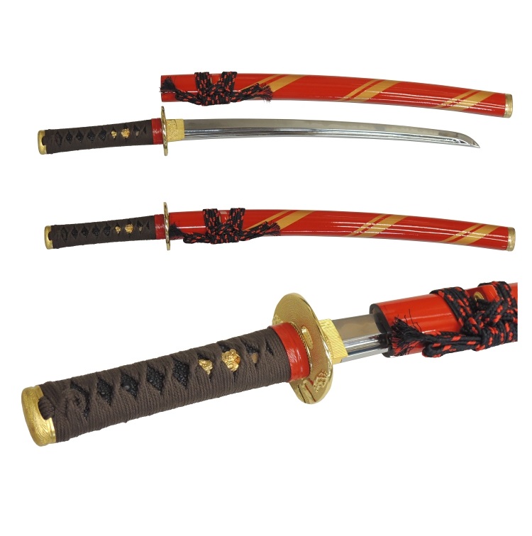 尾形刀剣 戦国武将シリーズ TH-2 豊臣秀吉　朱塗金蛭巻　小刀