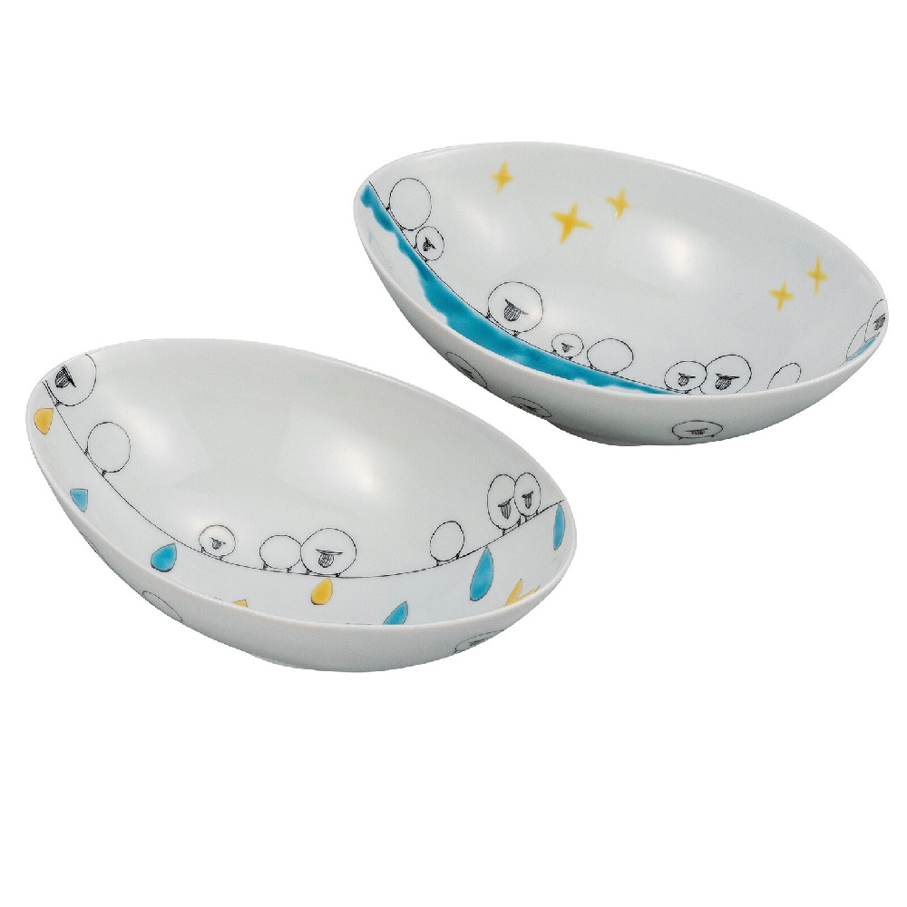 日本の伝統工芸品【九谷焼】6.5号ペアボウル ひつじ 岡田絹代