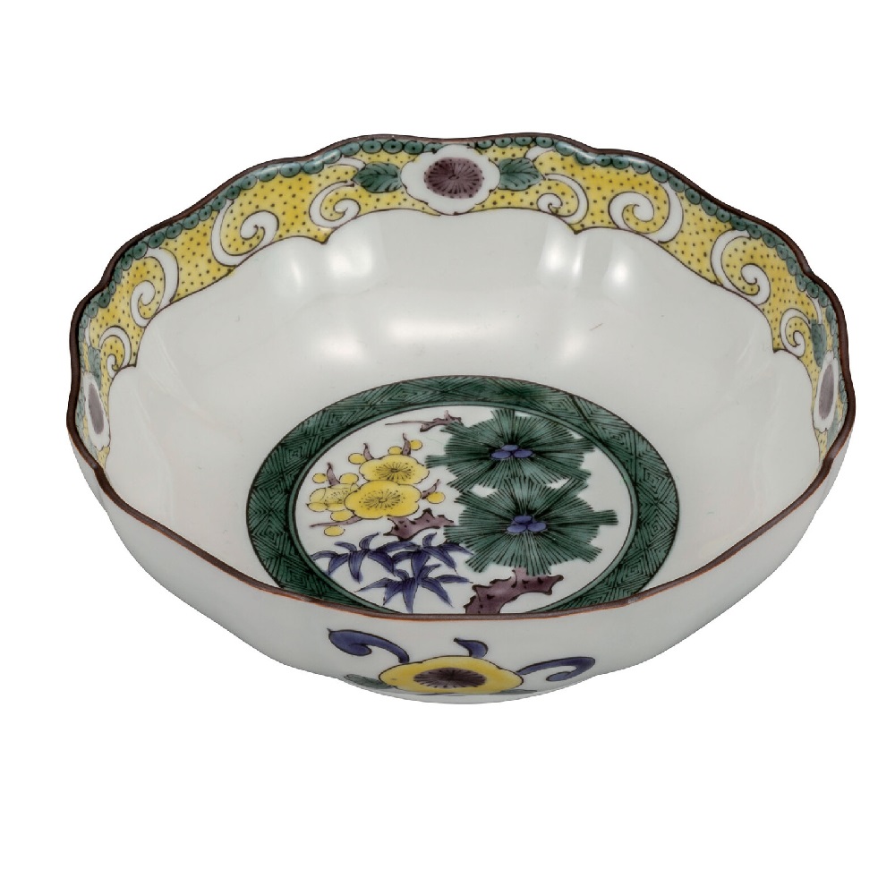 日本の言い慣わし芸術品【九谷焼】5.2号鉢 松竹梅 銀泉窯