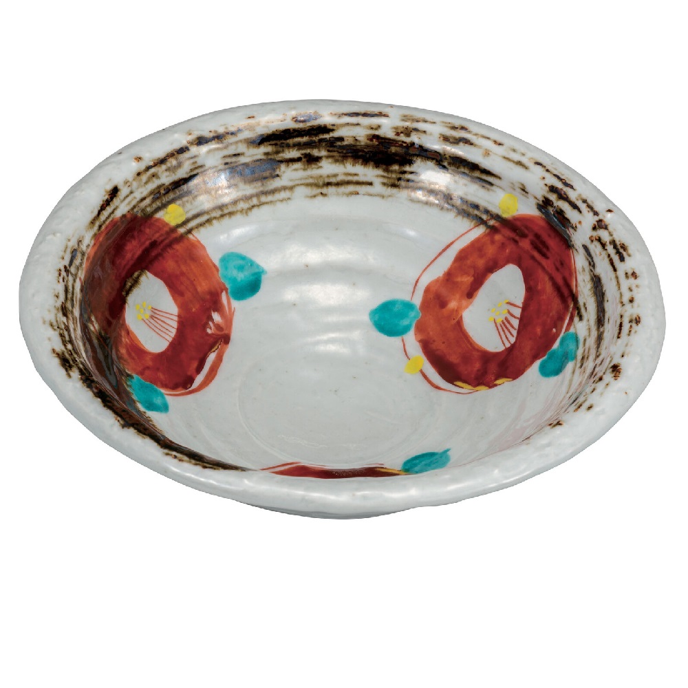 日本の伝統工芸品【九谷焼】8.5号鉢 椿|虹八-Kohya-