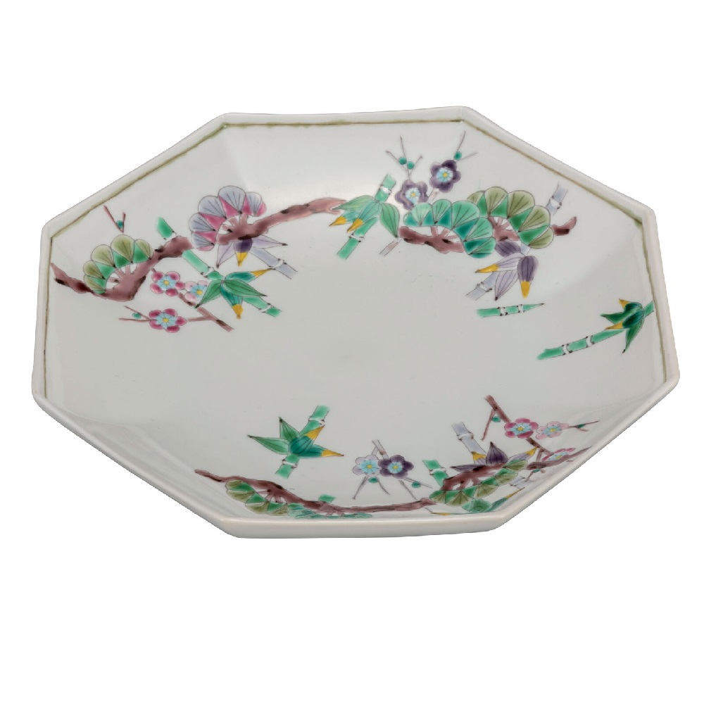 日本の言い慣わし芸術品【九谷焼】8号鉢 松竹梅 意気ごみ窯