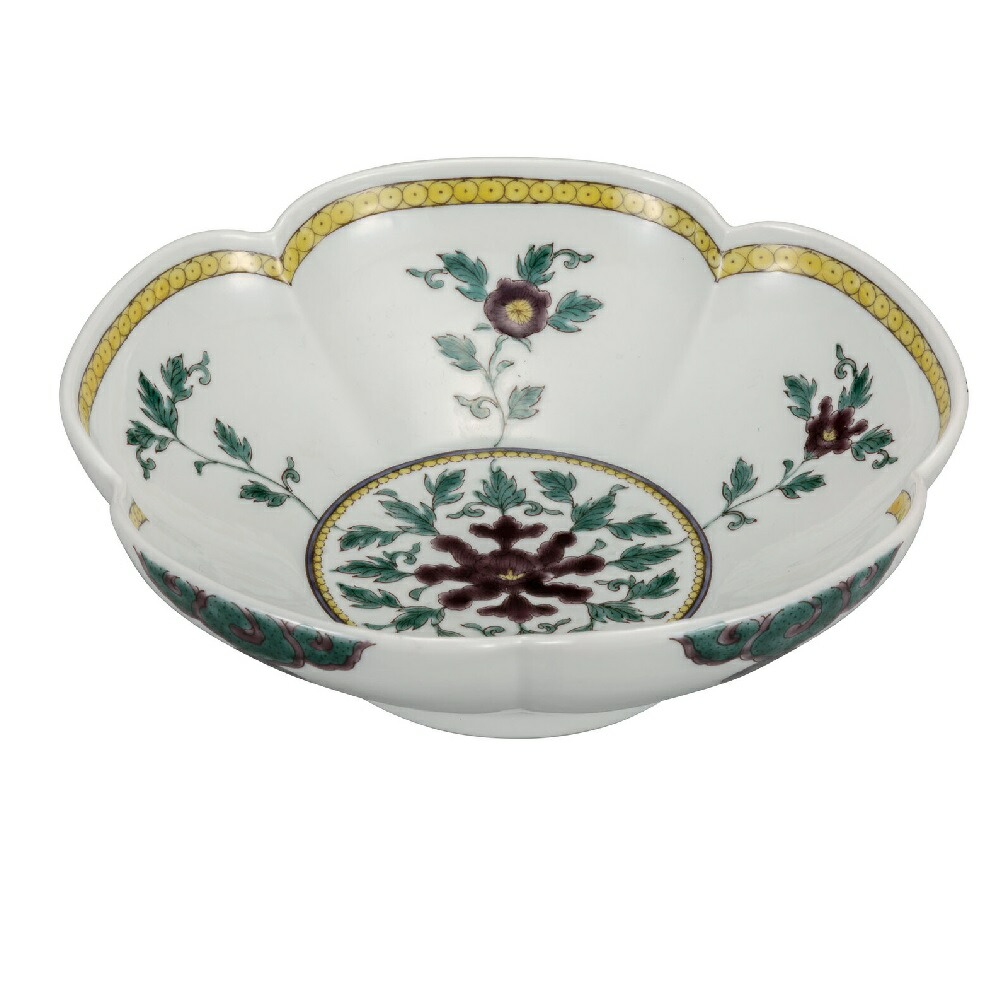 日本の言い慣わし芸術品【九谷焼】7号鉢 丹青名取り草図 銀泉窯