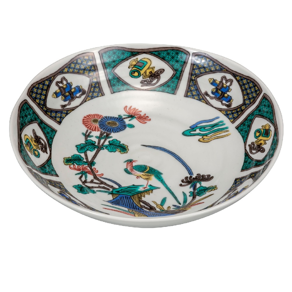 日本の伝統工芸品【九谷焼】7号鉢 古九谷花鳥