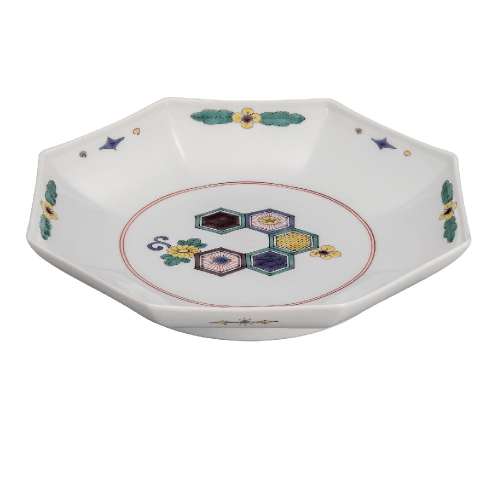 日本の言い慣わし芸術品【九谷焼】8号鉢 亀甲文 銀泉窯