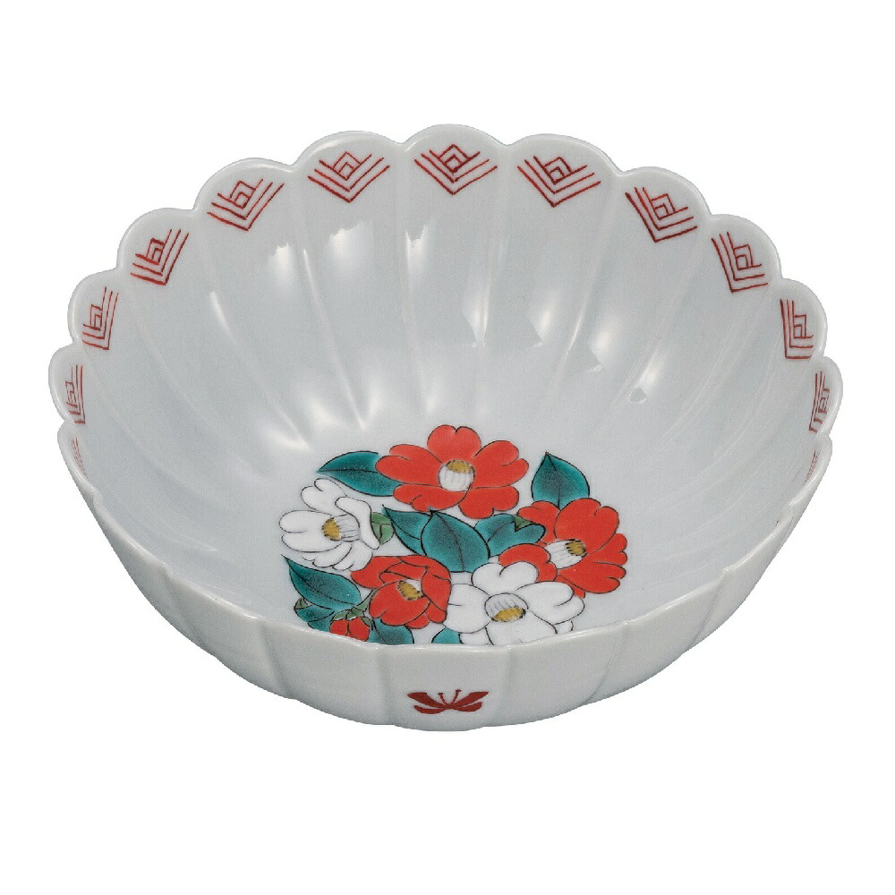 日本の言い慣わし芸術品【九谷焼】5.2号鉢 椿 新田智子