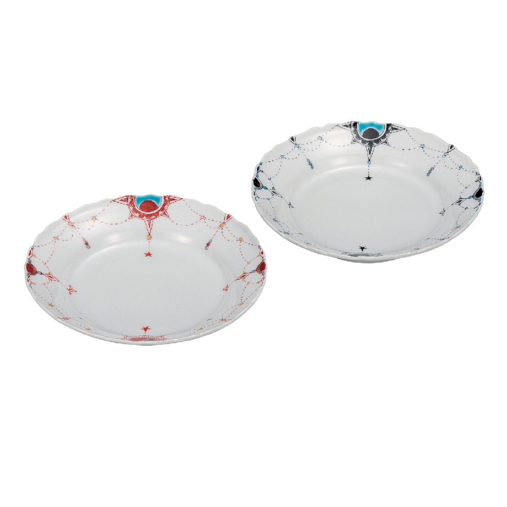 日本の伝統工芸品【九谷焼】5.5号ペア皿 瓔珞文 岡田絹代｜虹八-Kohya-