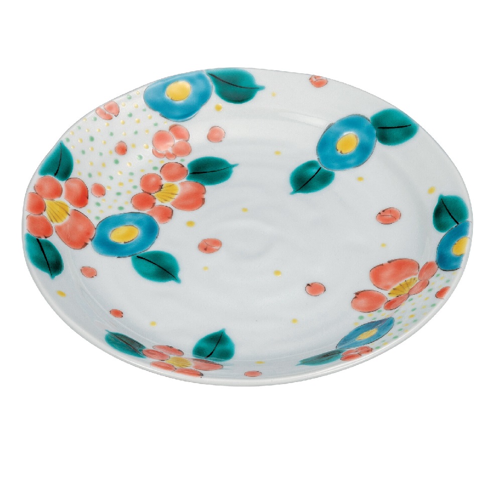 日本の伝統工芸品【九谷焼】8号盛皿 花ちらし 岡田絹代