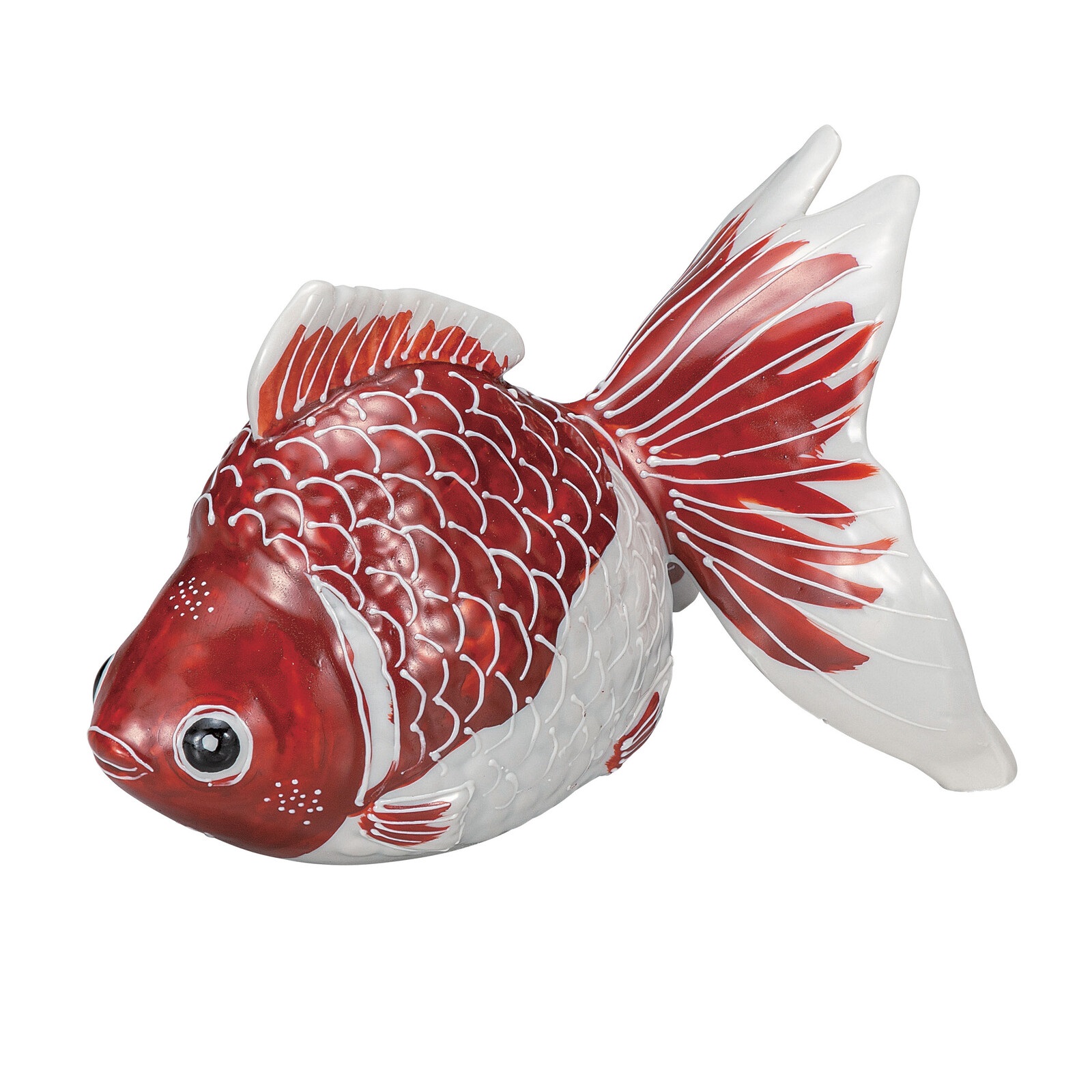日本の伝統工芸品【九谷焼】 5号金魚 紅白彩