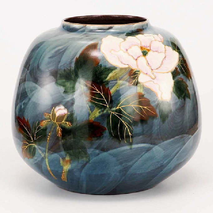 日本の言い慣わし芸術品【九谷焼】8号花立て 彩花紋名取り草