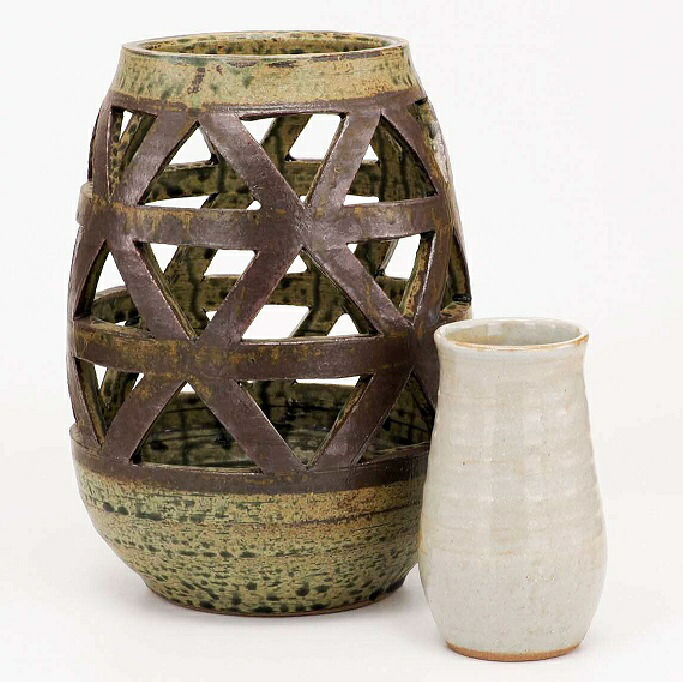 日本の伝統工芸品【九谷焼】8号籠目花生(陶製ミニ花瓶付き)窯変|虹八-Kohya-