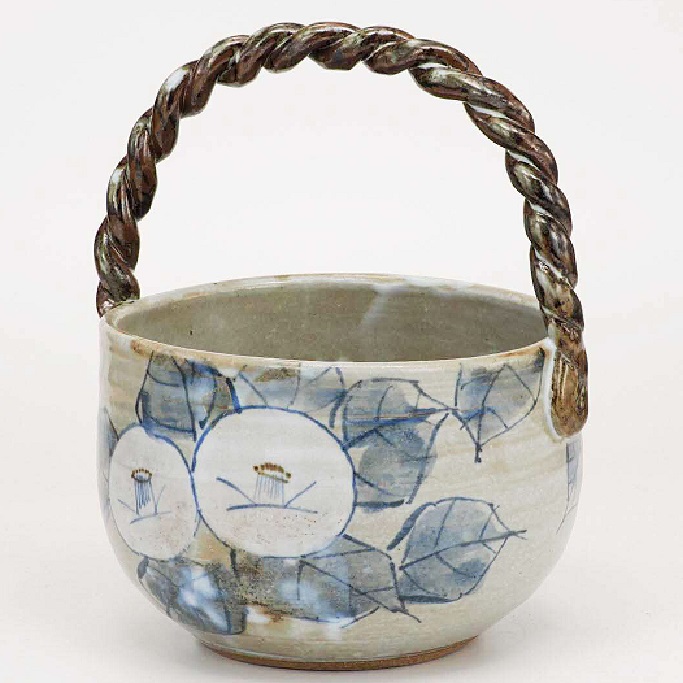 日本の言い慣わし芸術品【九谷焼】6号つる付花入 白椿