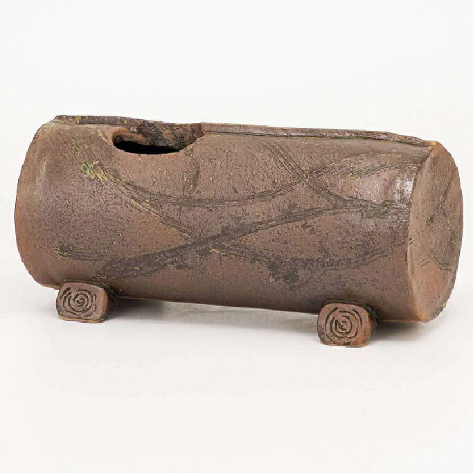 日本の言い慣わし芸術品【九谷焼】筒丸花器 足付 焼〆