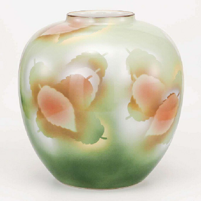 日本の言い慣わし芸術品【九谷焼】9号花立て 葉紋