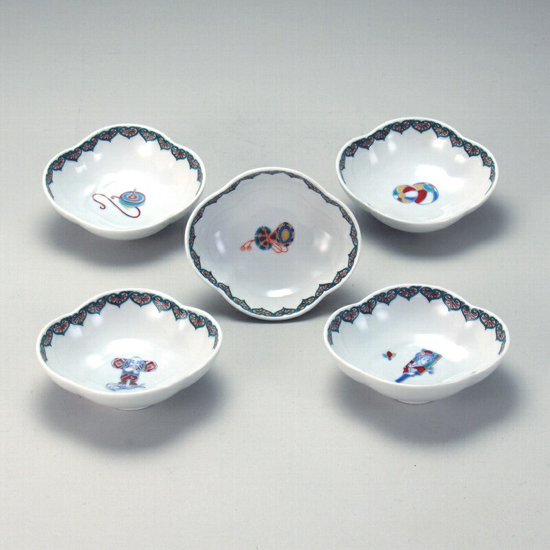 日本の言い慣わし芸術品【九谷焼】4号小鉢揃 小紋おもいで（5客組）