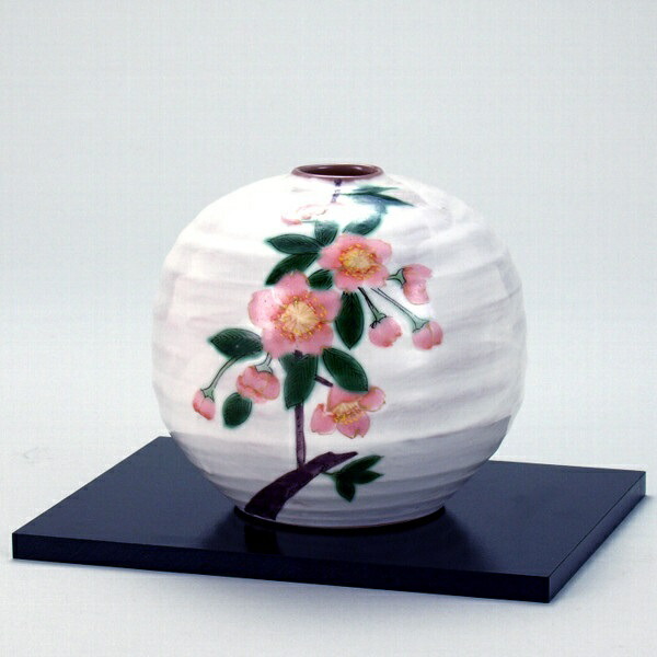 日本の言い慣わし芸術品【九谷焼】4.5号一輪生 彩花文 (花台付)