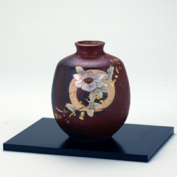 日本の言い慣わし芸術品【九谷焼】4号一輪生 現ナマ山茶花 (花台付)谷敷正人 作