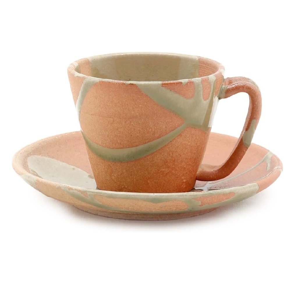 信楽焼 コーヒー碗皿 (茜)