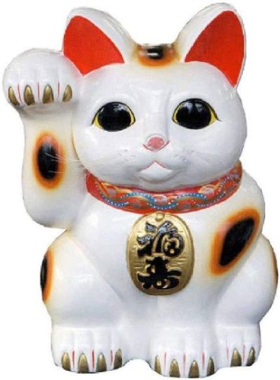 楽天市場】【送料無料：常滑焼】 招き猫（白福猫）右手 福 7号（高さ