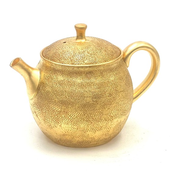 常滑焼 急須【細工師細工物】昭龍作 昭龍 金彩後手急須 先だつもの 250ml (セラメッシュ茶こし)