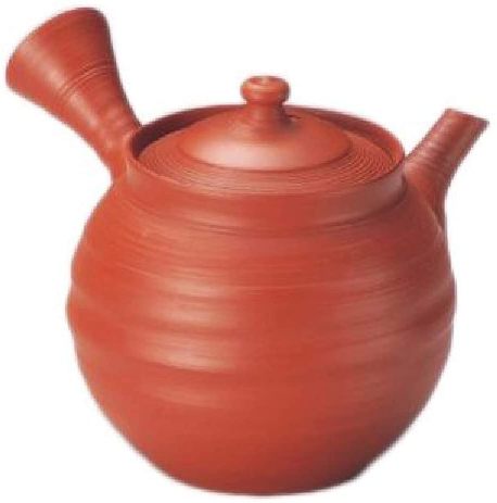 常滑焼 村越風月 陶茶こし急須 朱泥筋引っ張ること 約250ml 木箱入【受注生み出すこと 納期数日から3ヶ月】