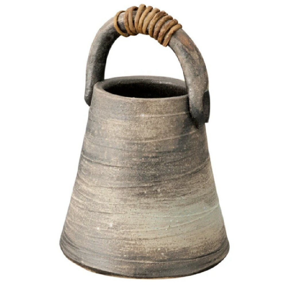 楽天市場】【信楽焼】 Flowetr vase 手桶 蒼窯変(あおようへん