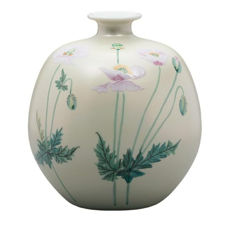 日本の言い慣わし芸術品【九谷焼】5.5号花立て けし