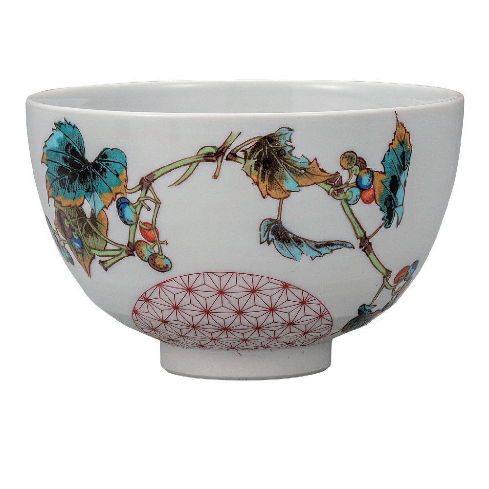 日本の伝統工芸品【九谷焼】抹茶碗 野ぶどう