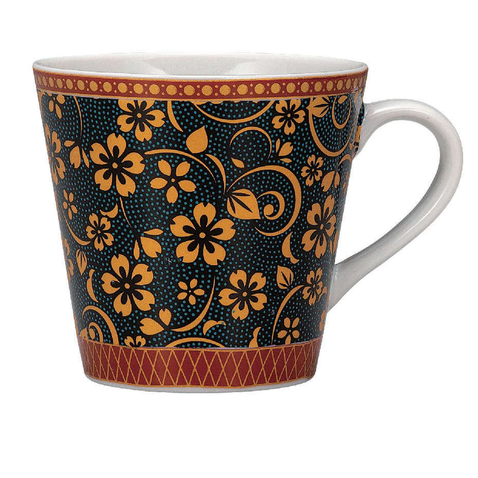 日本の伝統工芸品【九谷焼】マグカップ 青粒桜