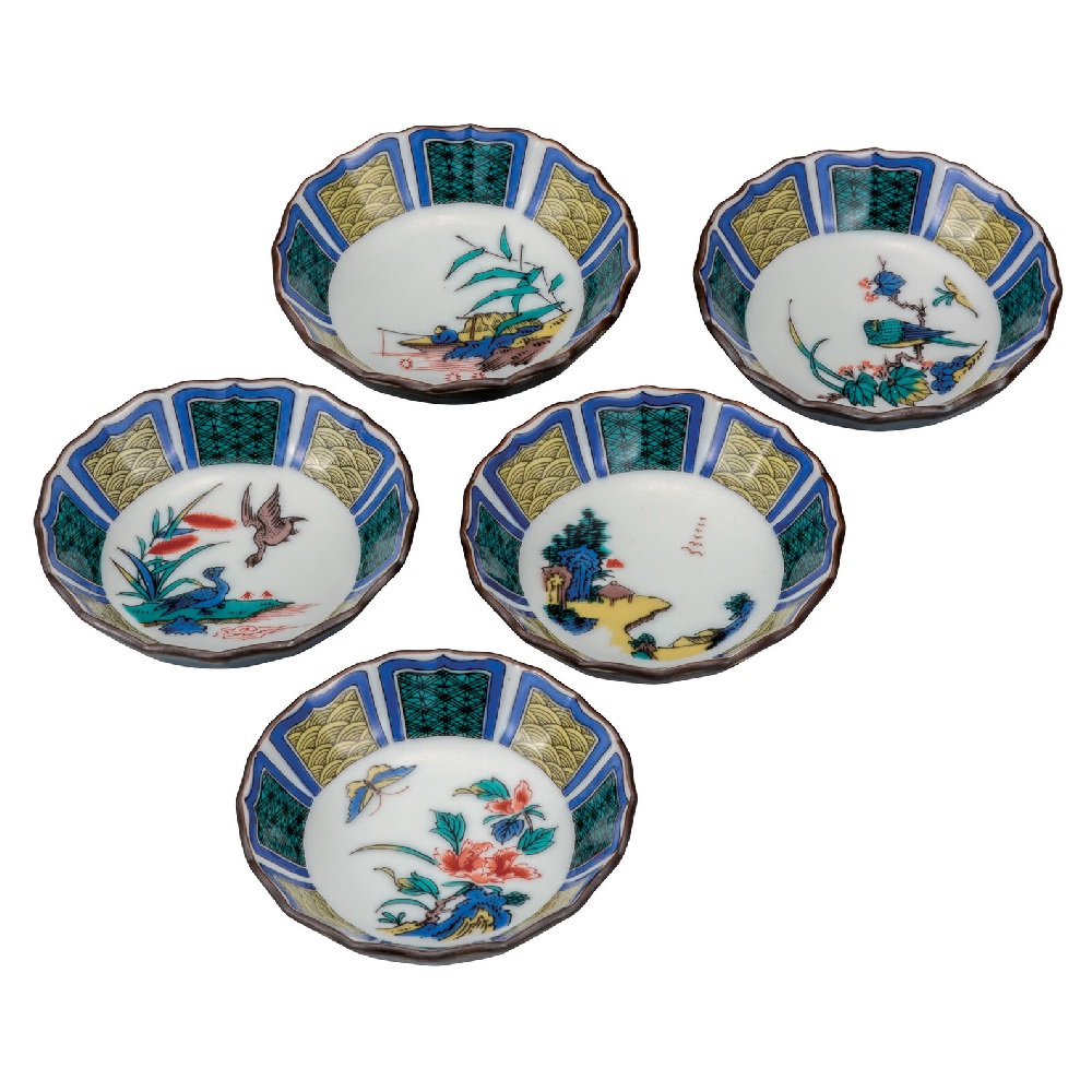 日本の伝統工芸品【九谷焼】3号小鉢揃 古九谷絵変り（5客組）｜虹八-Kohya-
