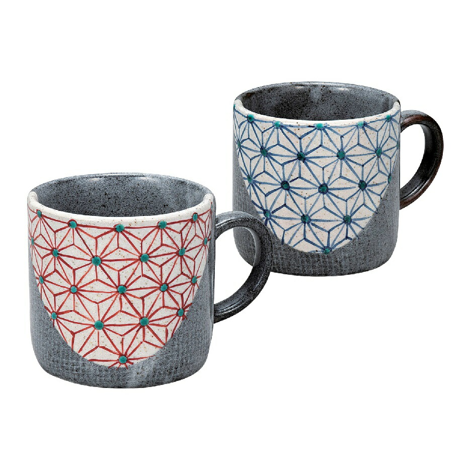 日本の言い慣わし芸術品【九谷焼】ペアマグカップ 麻文
